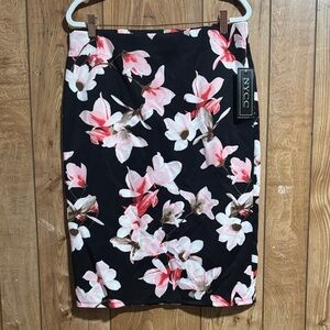 NYC Women's Black Skirt with Pink Floral Design